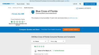 Top 337 Reviews and Complaints about Blue Cross of Florida