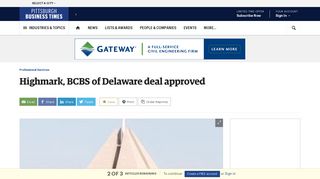 Highmark, BCBS of Delaware deal approved - Pittsburgh Business ...