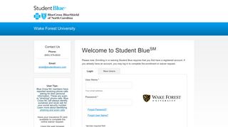 Student Blue | Wake Forest University - Login or New User Registration