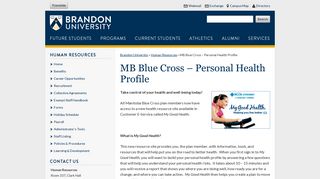 MB Blue Cross – Personal Health Profile | Human Resources