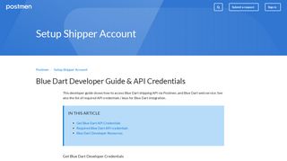 Blue Dart Developer Guide & API Credentials – Postmen