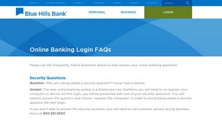 Online Banking Login FAQs | Blue Hills Bank