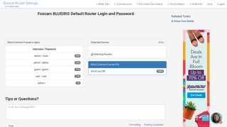 Foscam BLUEIRIS Default Router Login and Password - Clean CSS