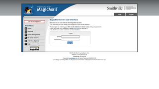 Magic Mail Server: Login Page - Webmail - Smithville