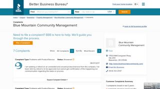 Blue Mountain Community Management | Complaints | Better ...