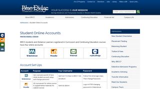 Student Online Accounts | Blue Ridge Community College