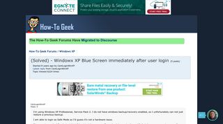 (Solved) - Windowx XP Blue Screen immediately after user login ...