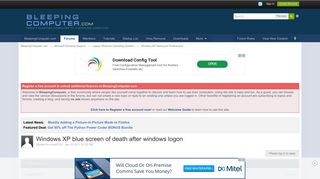 Windows XP blue screen of death after windows logon - Windows XP ...