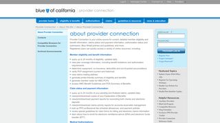 About Provider Connection - Blue Shield of California