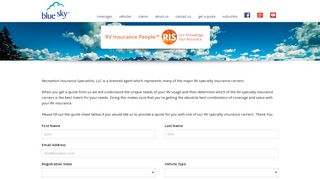 RV Insurance Quote | Blue Sky RV Insurance
