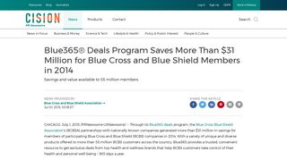Blue365® Deals Program Saves More Than $31 Million for Blue Cross ...
