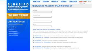 Bluebird Auto Rental Systems .:. Company .:. Training Sign Up