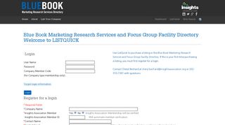 Bluebook Login - Blue Book Marketing Research Services Directory