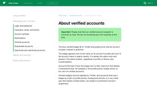 About verified accounts - Twitter support