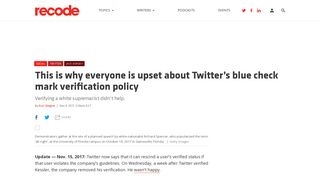 This is why everyone is upset about Twitter's blue check ... - Recode