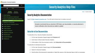 Security Analytics Help Files - Symantec Support