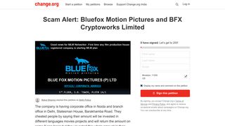 Petition · Delhi Police: Scam Alert: Bluefox Motion Pictures and BFX ...