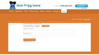 Already a customer? Login Here - Blue Frog Loans