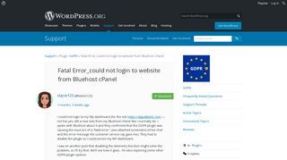 Fatal Error_could not login to website from Bluehost cPanel ...