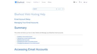 Email Account Setup - Bluehost
