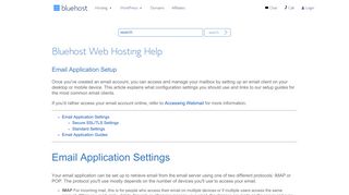 Email Application Setup - My Bluehost