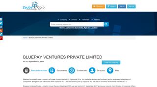 BLUEPAY VENTURES PRIVATE LIMITED - Company, directors and ...
