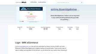 Online.blueridgeknives.com website. Login - BRK eCommerce.