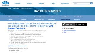 Investor Services - BlueScope Corporate