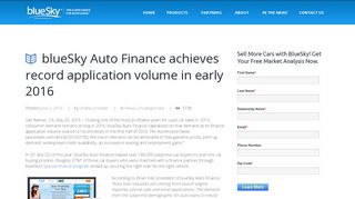 blueSky Auto Finance achieves record application volume in early ...