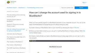 How can I change the account used for signing in to BlueStacks ...