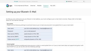 Setting up your Bluewin-E-Mail | UPC