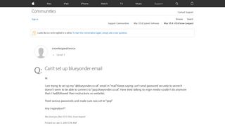 Can't set up blueyonder email - Apple Community