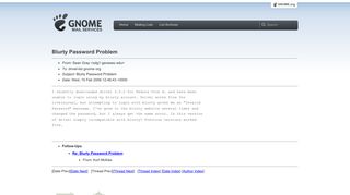 Blurty Password Problem - GNOME Mail Services