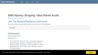 BMA Mystery Shopping / Best Market Audits: Discussions ...