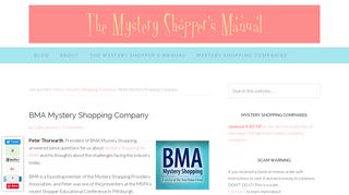 BMA Mystery Shopping Company — Mystery Shopper's Manual