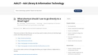 What shortcut should I use to go directly to a Bmail login? – AskLIT ...