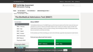 BMAT | Cambridge Assessment Admissions Testing