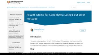 Results Online for Candidates: Locked-out error message ...
