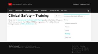 Clinical Safety – Training | Environmental Health & Safety
