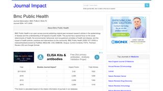 Bmc Public Health Journal Impact IF 2018|2017|2016 - BioxBio