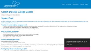 Home: Student Email - Cardiff and Vale College Moodle