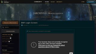 BMF Login Screen - League of Legends Boards