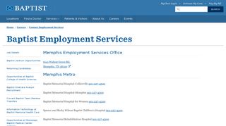 Contact Employment Services - Baptist Memorial Health Care