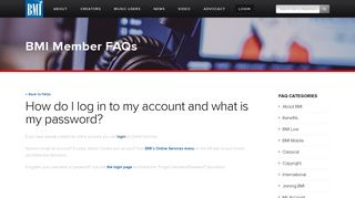 How do I log in to my account and what is my password? | FAQ | BMI ...