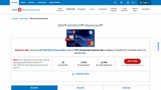 Travel Credit Card | AIR MILES Mastercard | BMO