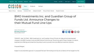 CNW | BMO Investments Inc. and Guardian Group of Funds Ltd ...
