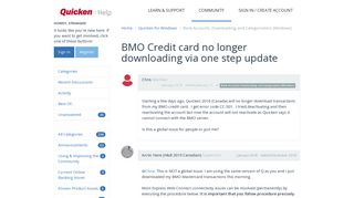 BMO Credit card no longer downloading via one step update ...