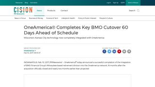 OneAmerica® Completes Key BMO Cutover 60 Days Ahead of Schedule