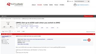 [BMO] Get up to $350 cash when you switch to BMO - RedFlagDeals ...