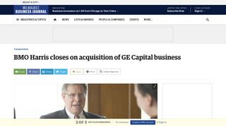 BMO Harris closes on acquisition of GE Capital business - Milwaukee ...